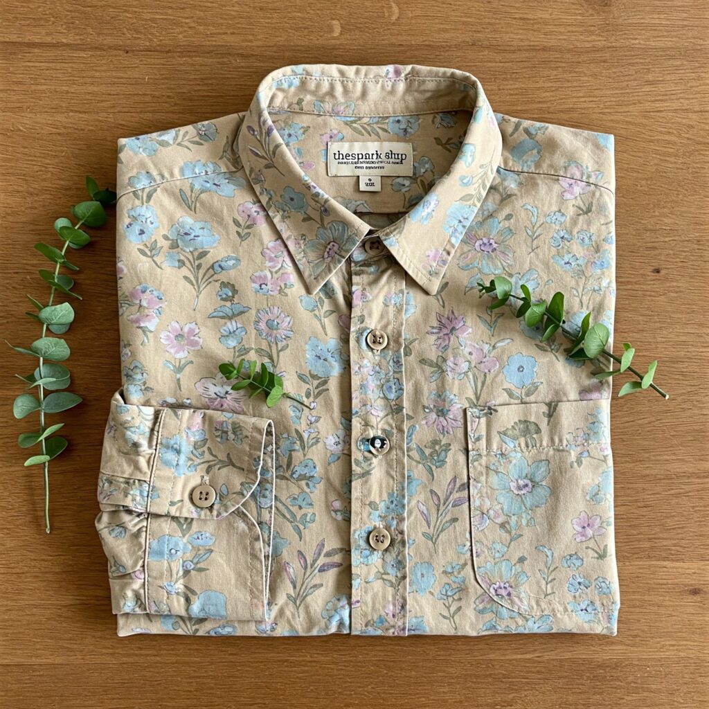 thespark shop flower style casual men shirt